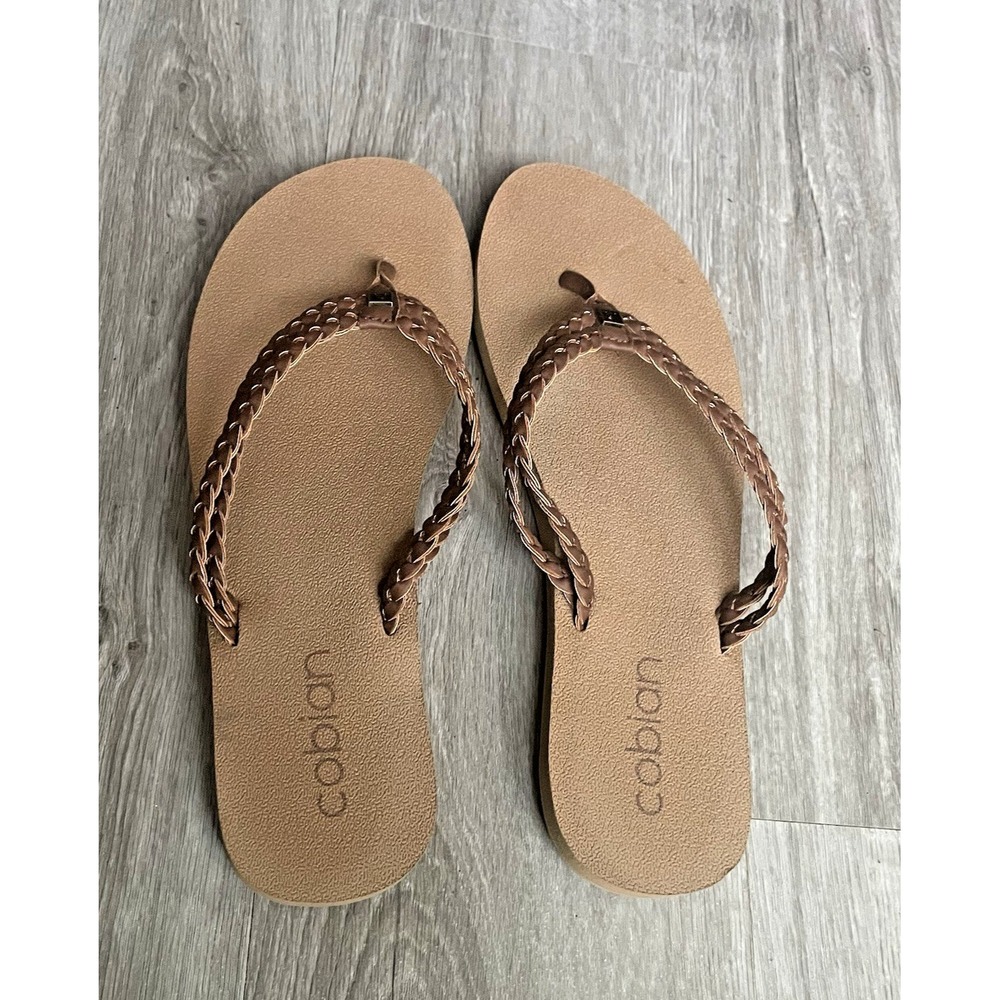 Women Cobian Leucadia Brown Braided Flip Flop Sandals Size 8